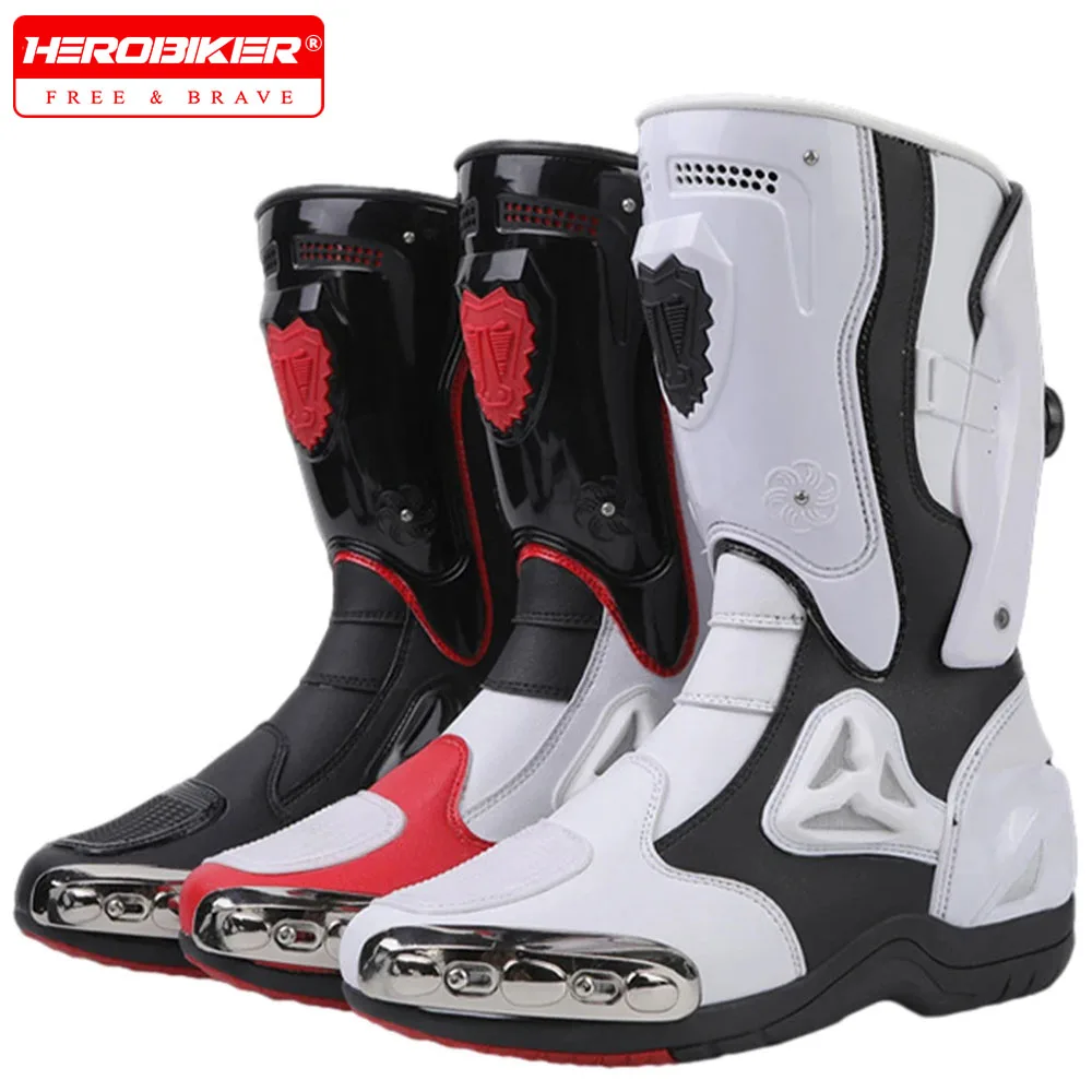 Motorcycle Riding Boots Men High-top Motocross Racing Anti-drop Leather Shoes Thickened Off-Road Motorbike Men Cycling Equipment