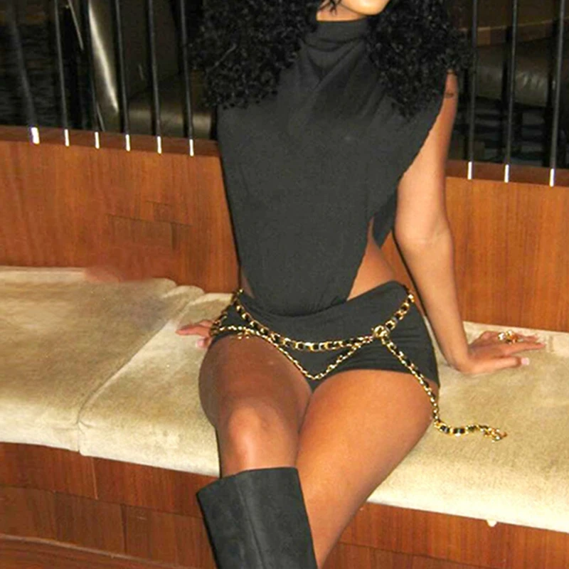 Hotsweet فتاة وهمية الرقبة الجانب انقطاع Bodycon بذلة رومبير مثير أكمام ارتداءها النساء الملابس الداخلية نادي الحفلات وتتسابق #2