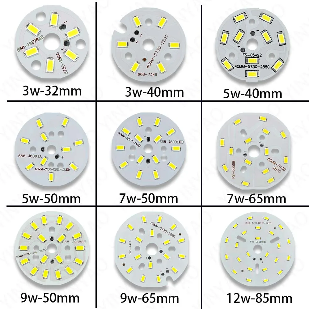5Pcs High Brightness LED Light Source Round Light Panel SMD5730 3W 9W 15W 18W 24W 36W  Applicable to DIY Home Downlights