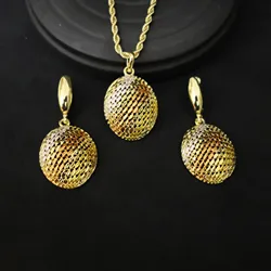 24K vietnam middle east bride two necklaces pendant earrings set gold-plated jewelry dubai bridal set