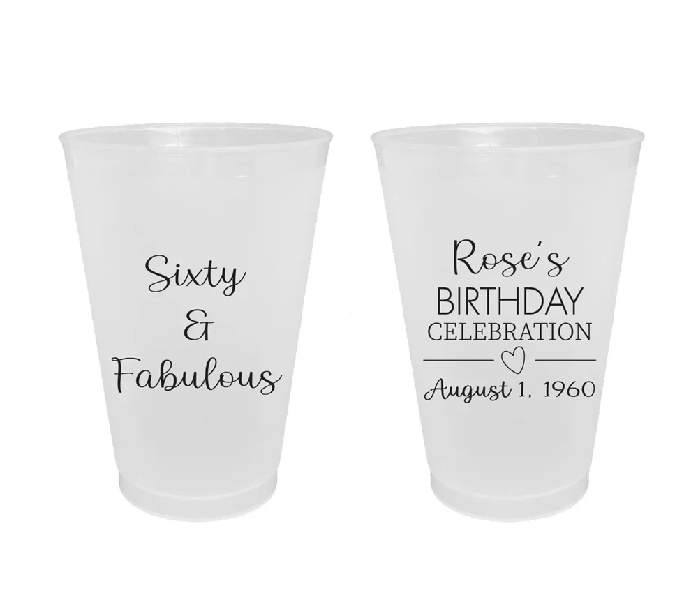 10PCS Birthday Custom Frosted Cups, 5oz, 8oz, 9oz, 10oz, 12oz, 14oz, 16oz, 20oz, 24oz / Personalized Cups, Party Cups, Party Dec