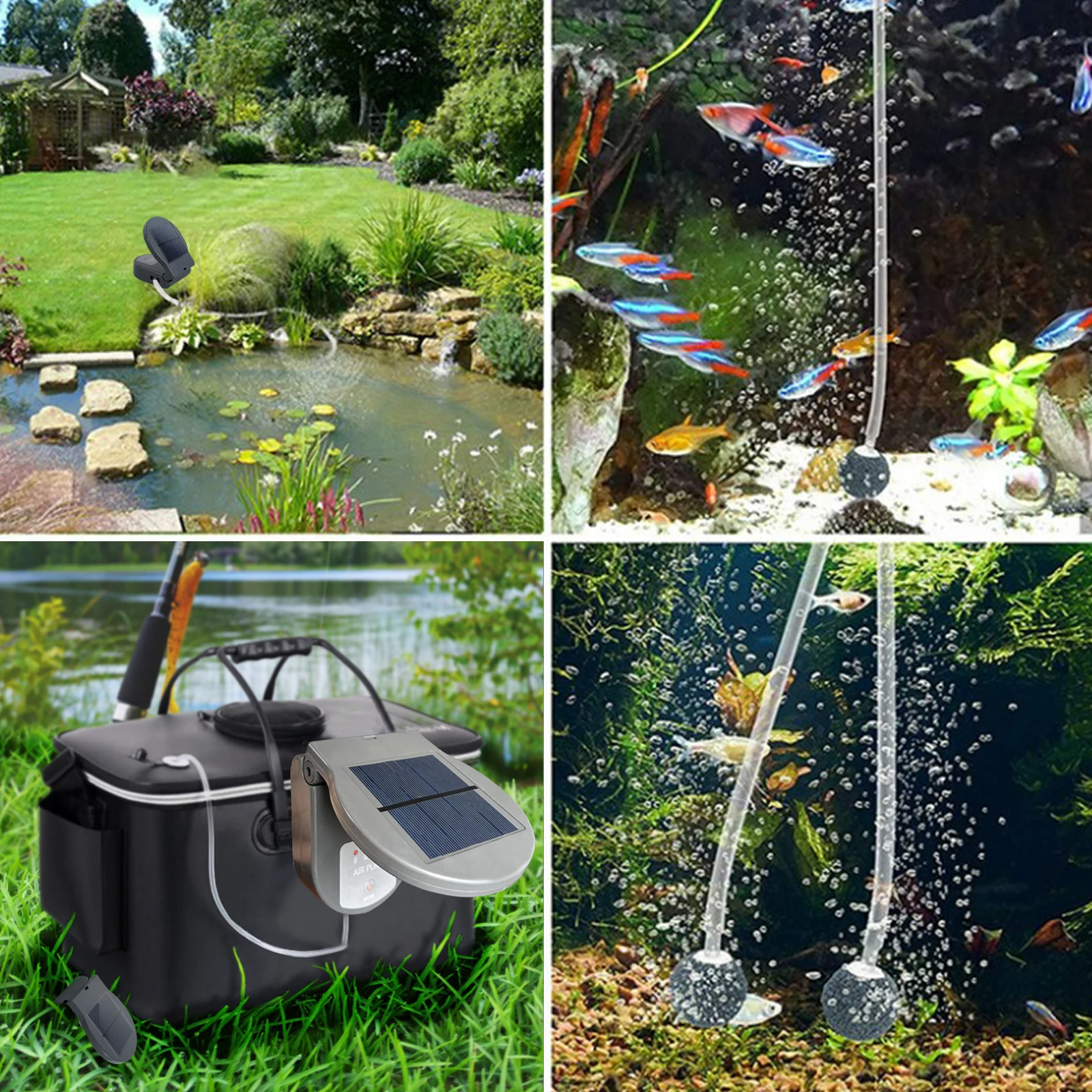 Solar Pond Aerator with Hose 5V/1W Solar Oxygen Pump 3 Adjustable Mode Efficient Aquarium Air Pump Durable Fish Bubbler Pump