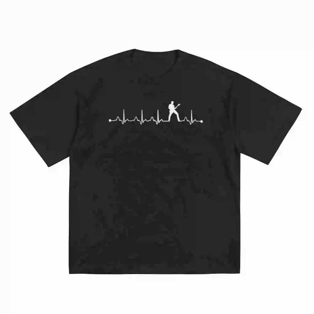 Guitarist ECG Heartbeat Short Sleeve Tee 100% Cotton T-Shirt