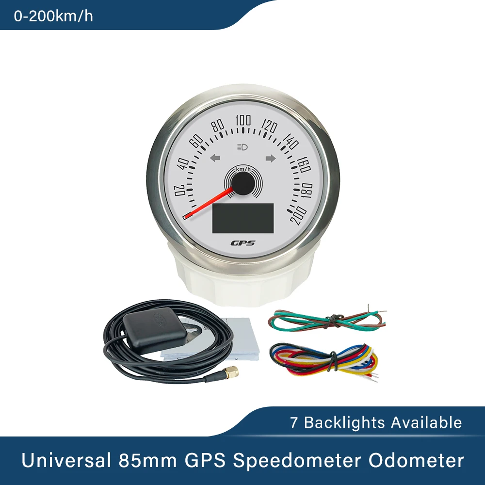 

ELING 85mm GPS Speedometer 0-160MPH 200km/h Universal with COG TRIP ODO Left Right Turn Light High Beam with 7 Colors Backlight