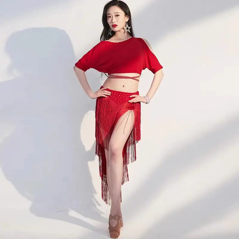 

Belly Dancing Performance Women Adult Costume Oriental Belly Dance Practice Suit Top+Sexy Tassels Skirt Class Outfit Suit