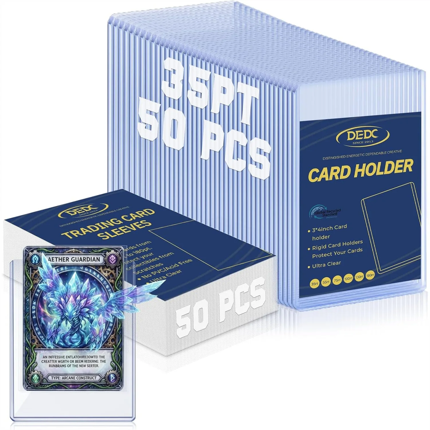 

100 Toploaders and Soft Penny Sleeves Bundle, 3x4 Rigid Card Protectors for Standard TCG/CCG Cards, Archival Safe