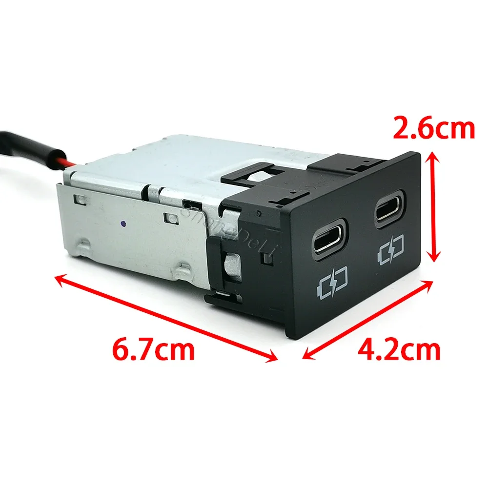 Car Dual Charger TYPE-C PD Port Charging Interface Adapter for Toyota Camry Corolla RAV4 Land Cruiser 18-22