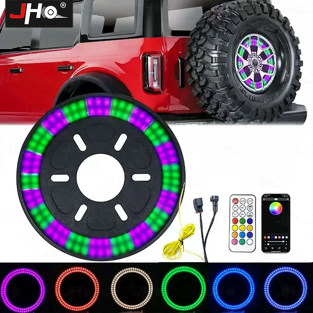 JHO Spare Tire Brake Light RGB Stylish Look Wheel Light 3rd Third Brakes Lamp Compatible with Ford Bronco 2022 2023 2024 Decor