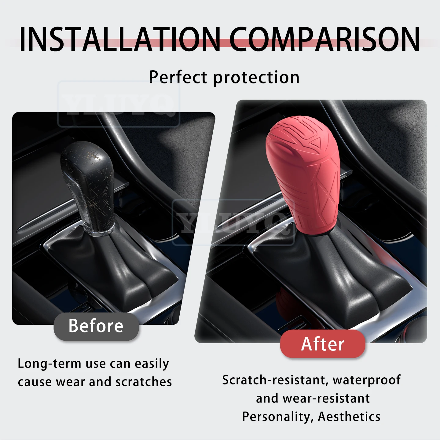 For Mazda CX-5 gear shift knob cover, silicone, anti-slip, full wrap, decorative car interior accessory