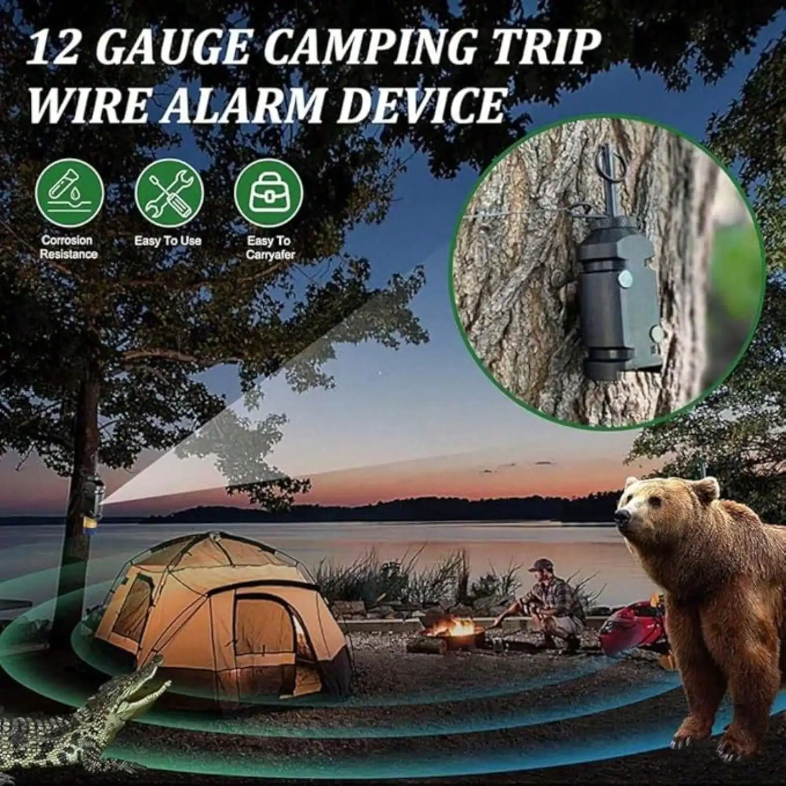 360 °   إنذار سلكي للرحلات لجميع المدى - أمان محيطي موثوق لحماية موقعك وممتلكات التخييم #4