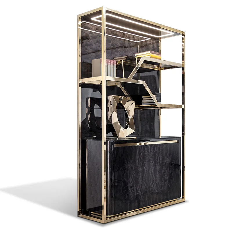 custom.Most Popular Home Furniture Multifunction Metal Stainless Steel Modern Style Luxury Simple Cabinet Bookcase