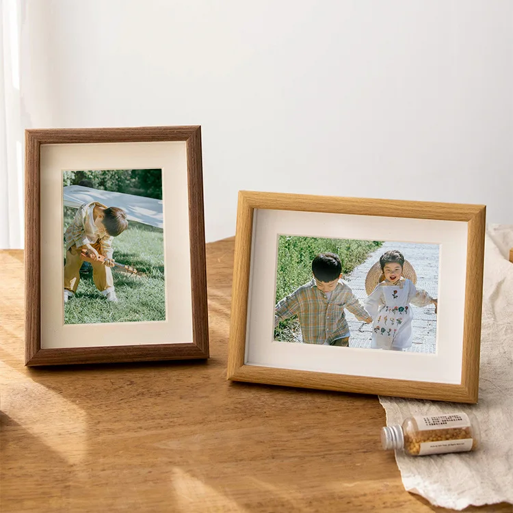 Modern Minimalist Wooden Feel Photo Frame 6 Inch 7 Frame Stand Desk Top Wall Mountable Photo to Album Printable High End Frame