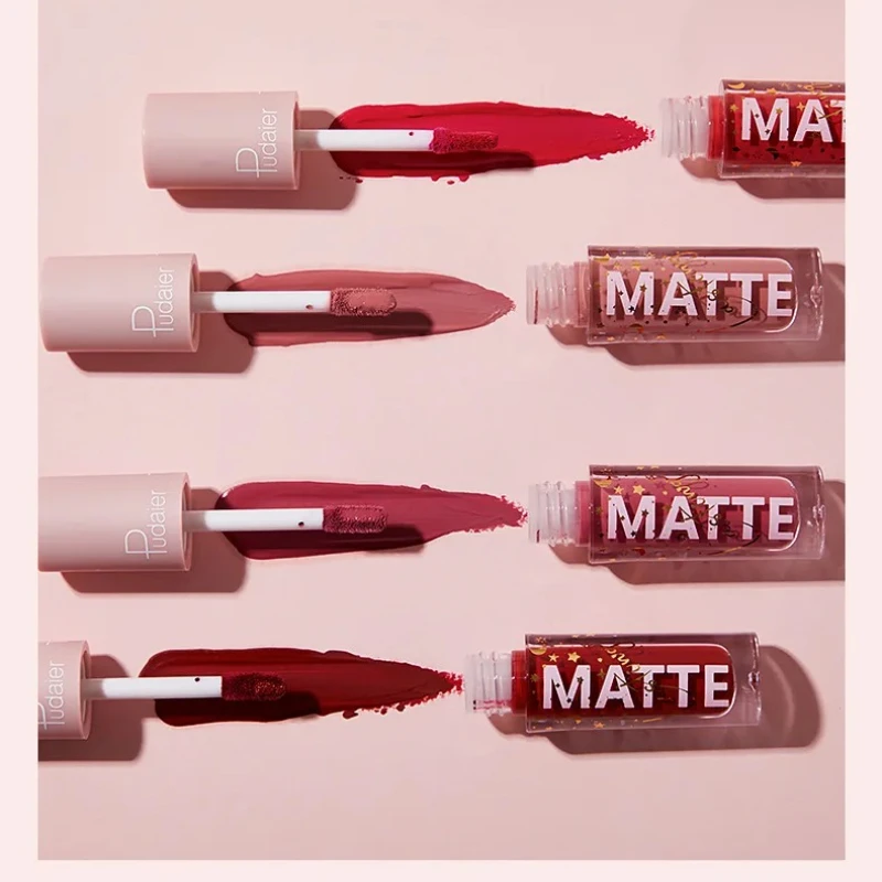 12 Teile/satz Flüssigkeit Matte Lippenstift Make-Up Tönung Langlebig Wasserdicht Sexy Rot Samt Lip Gloss Nude Lip Kit Maquiagem
