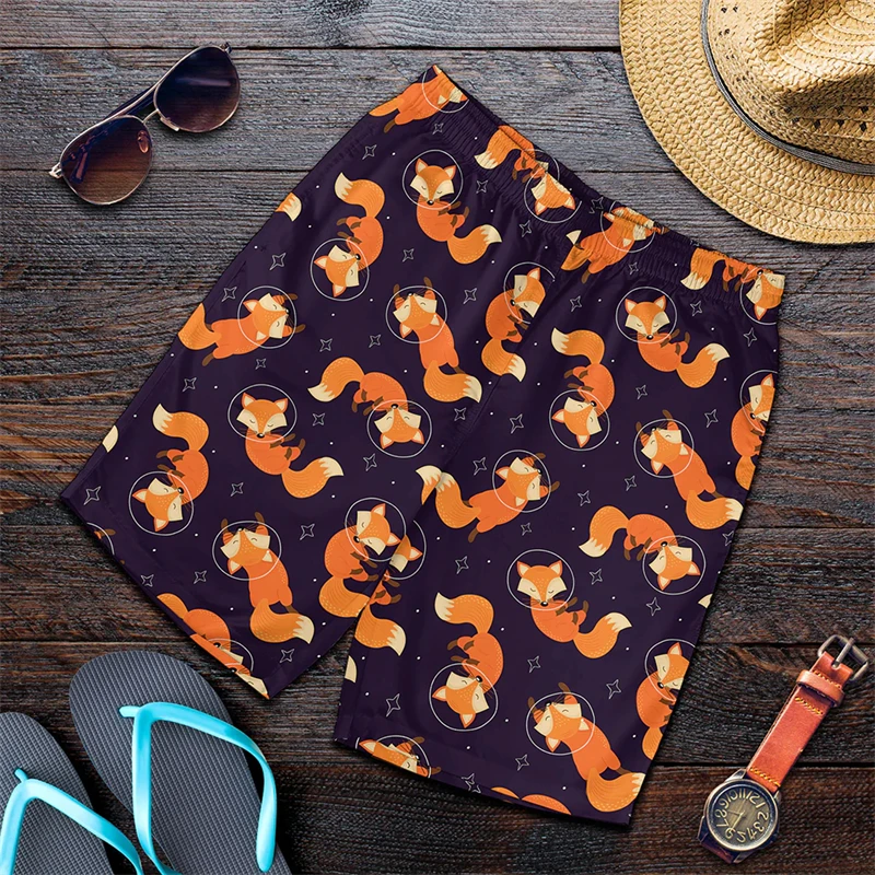 Newest Men Women Summer Hawaii Beach Shorts Fashion Cool Anime Fox 3D Printing Holiday Party Casual Short Pants Oversized Trunks