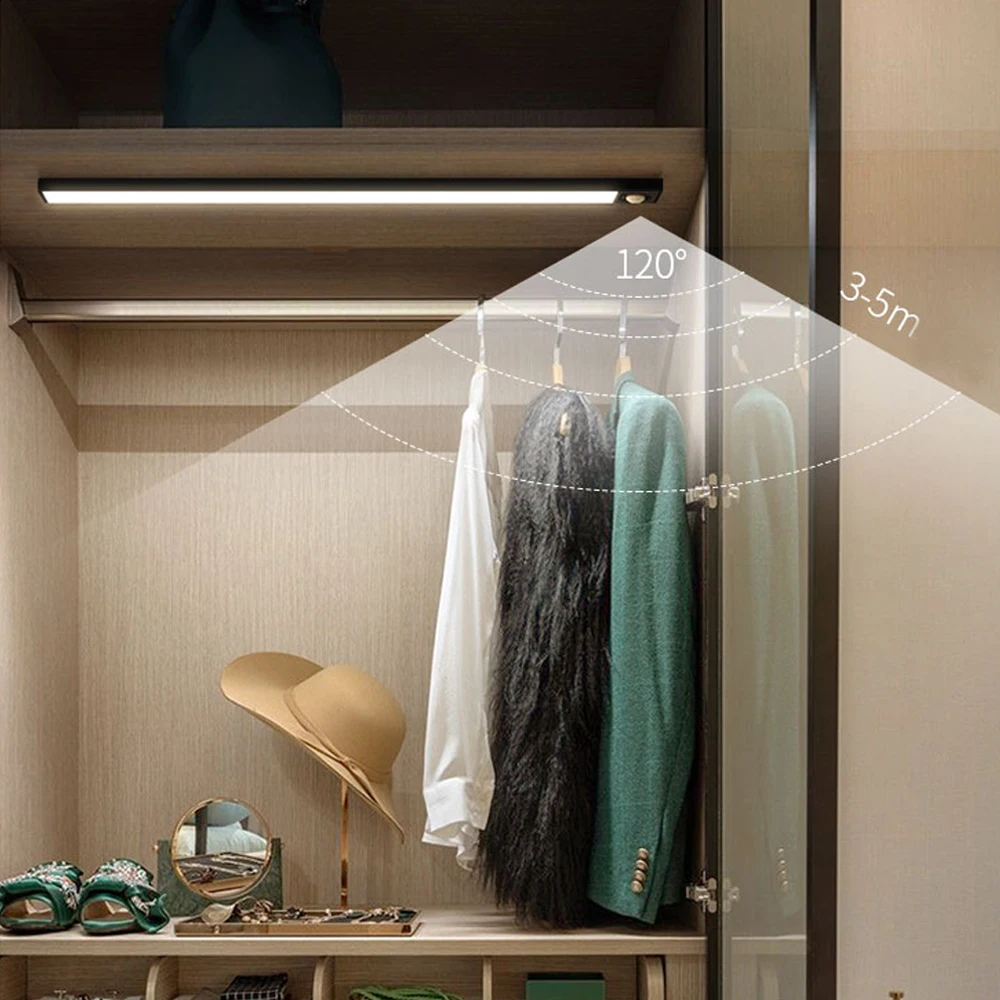 LED Induction Night Light Motion Sensor Cabinet Light Ultra-thin USB Charging for Kitchen Reading Wardrobe Corridor Lighting