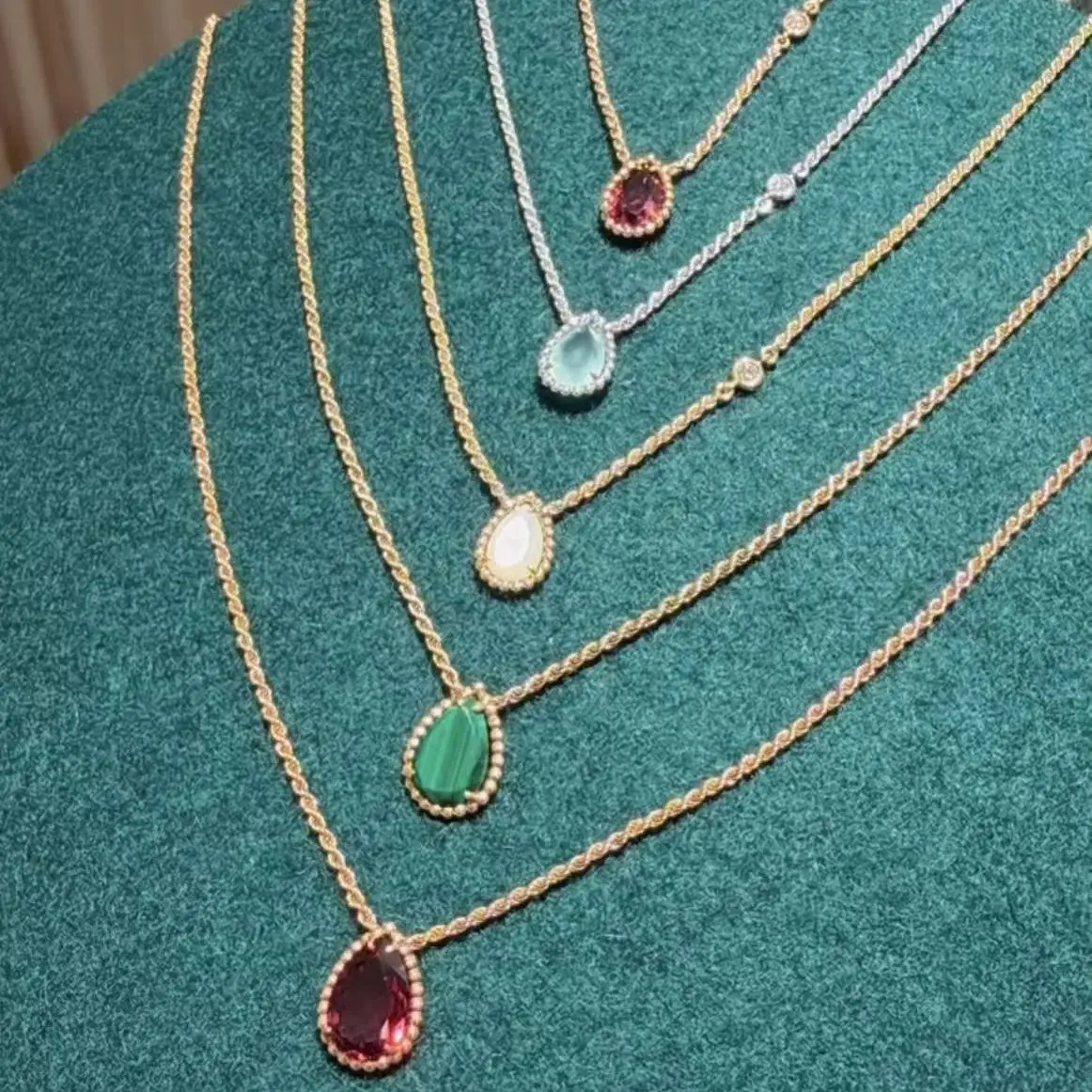 French Style Luxury S925 High Quality Classic Water Drop Twists Chain Necklace Exquisite Diamond Wedding Engagement Jewelry