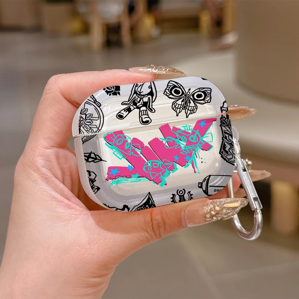 Funda de Silicona Translúcida con Diseño de Graffiti J-JINX para Airpods 4 3 Pro 2 1, Fundas Protectoras para Auriculares Inalámbricos Pro2