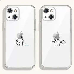 Funny Matchstick Men Couple Lovers Phone Cases For iPhone 15 16 13 14 12 11 Pro Max Mini XR SE 7 8 14 Plus Paired Covers Shells