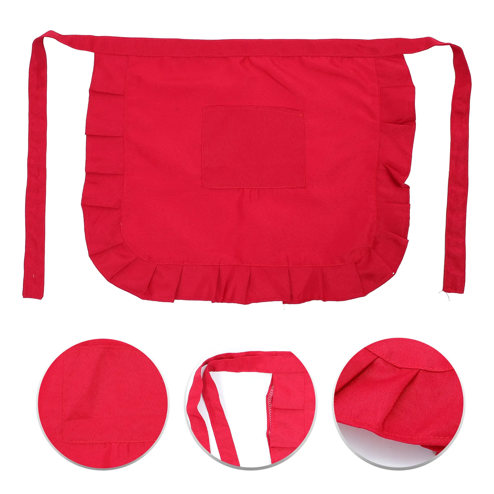 

1pc Half-length Apron Chef Waiter Practical Red Cooking Apron for Restaurant Home Kitchen Supply Serving Apron for Waitress