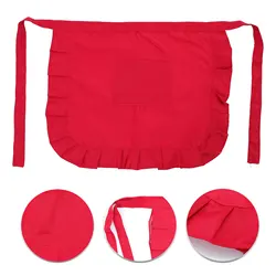 1pc Half-length Apron Chef Waiter Practical Red Cooking Apron for Restaurant Home Kitchen Supply Serving Apron for Waitress