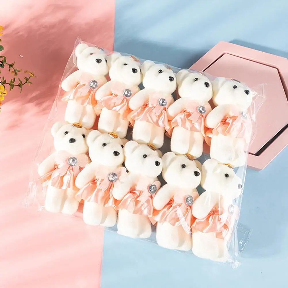 10 pièces dessin animé Couple modèles ours fleur Bouquet poupées décoration de mariage accessoires cadeaux d'anniversaire bulle ours décoration