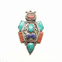 Nepal Hand Vintage Pendants Copper Inlaid Colorful Stone Anchor Pendant Multi Designs TBP588