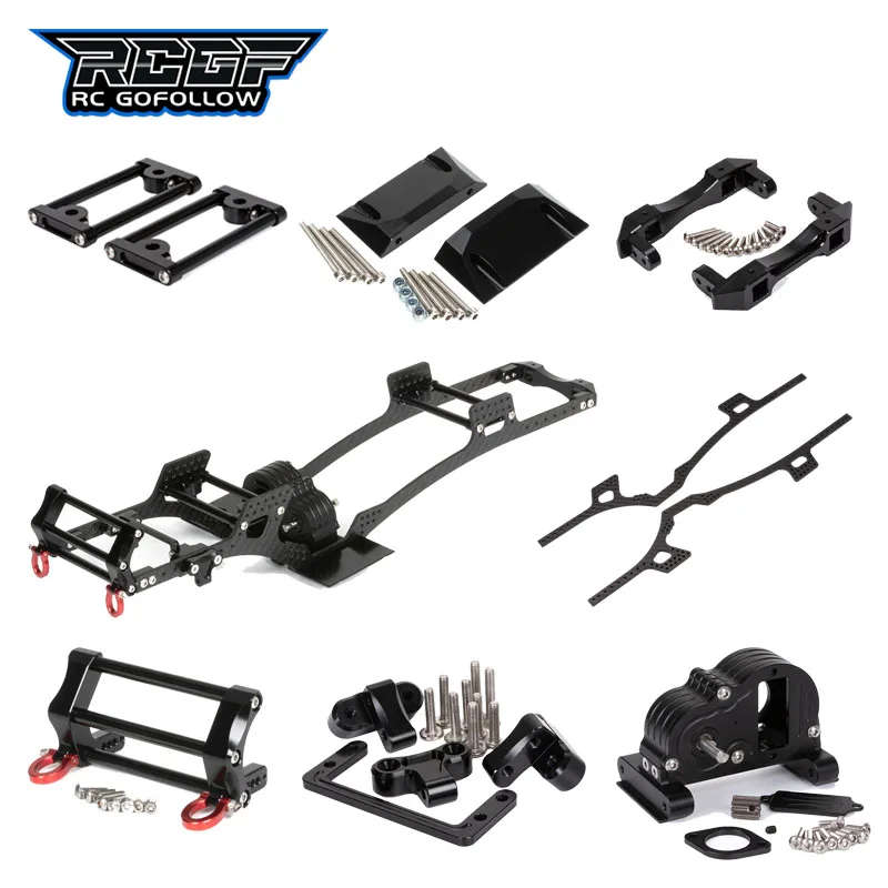 

RCGOFOLLOW Carbon Fiber Frame Rail V2 Gearbox for 1/10 RC Rigs Crawler SCX10 Capra TRX4 Lower Center LCG Chassis Kits DIY Kits