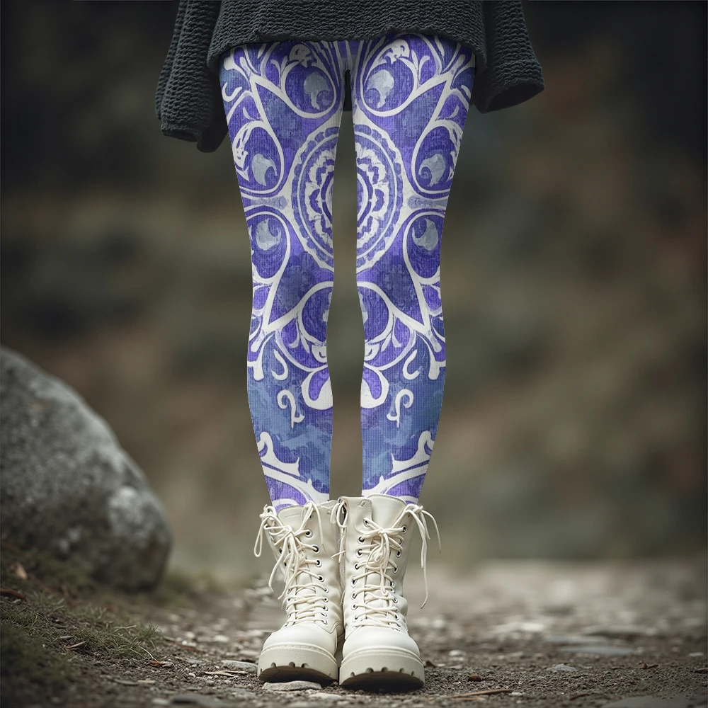 

Women's Bohemian Print Yoga Pants for Winter Soft Paisley Leggings Winter Thick Tights for Lounge & Fitness Harajuku Casual Pant