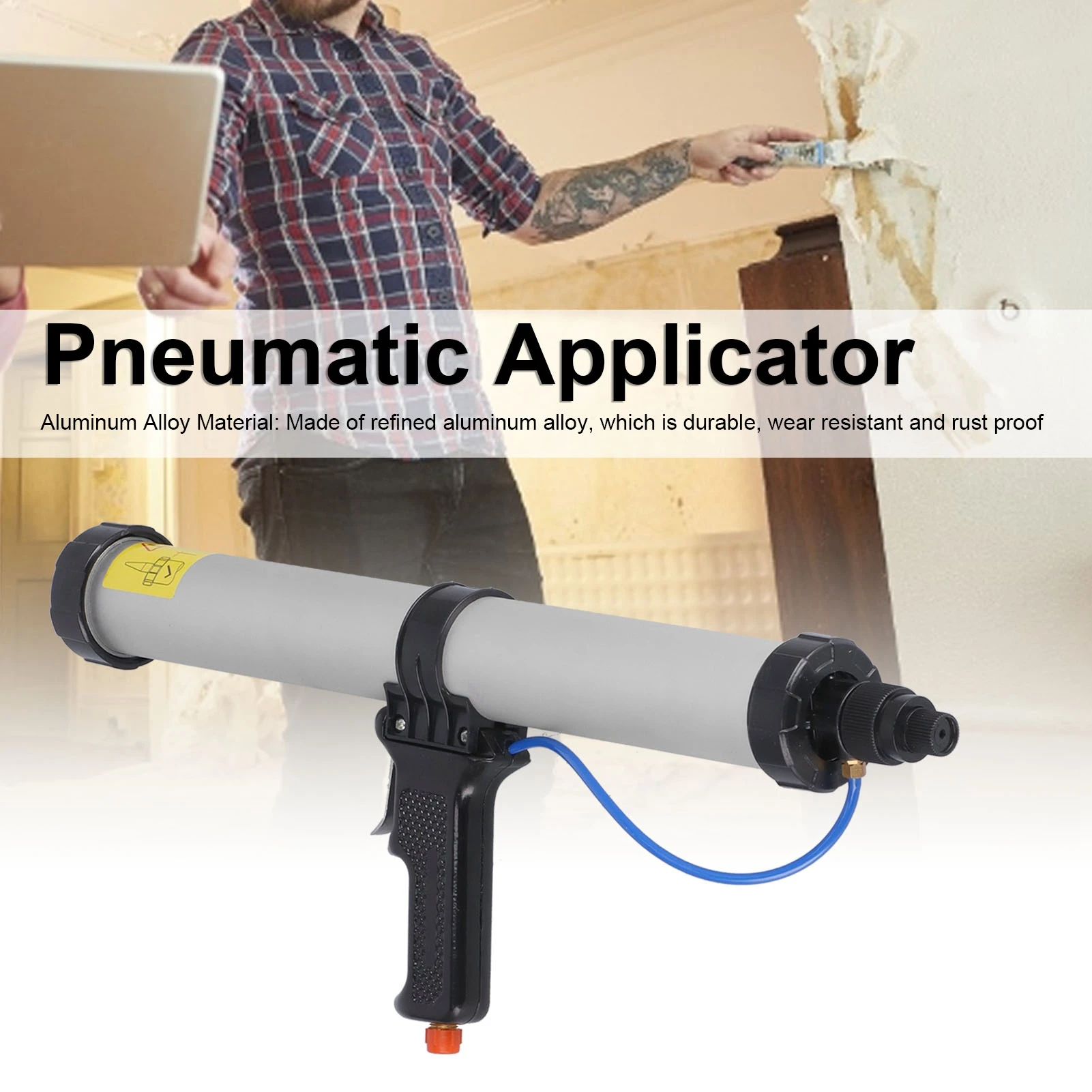 Air Caulking Gun 600ml Pneumatic Caulking Gun Aluminum Alloy Applicator Industrial Tools for Ships Containers 600ml