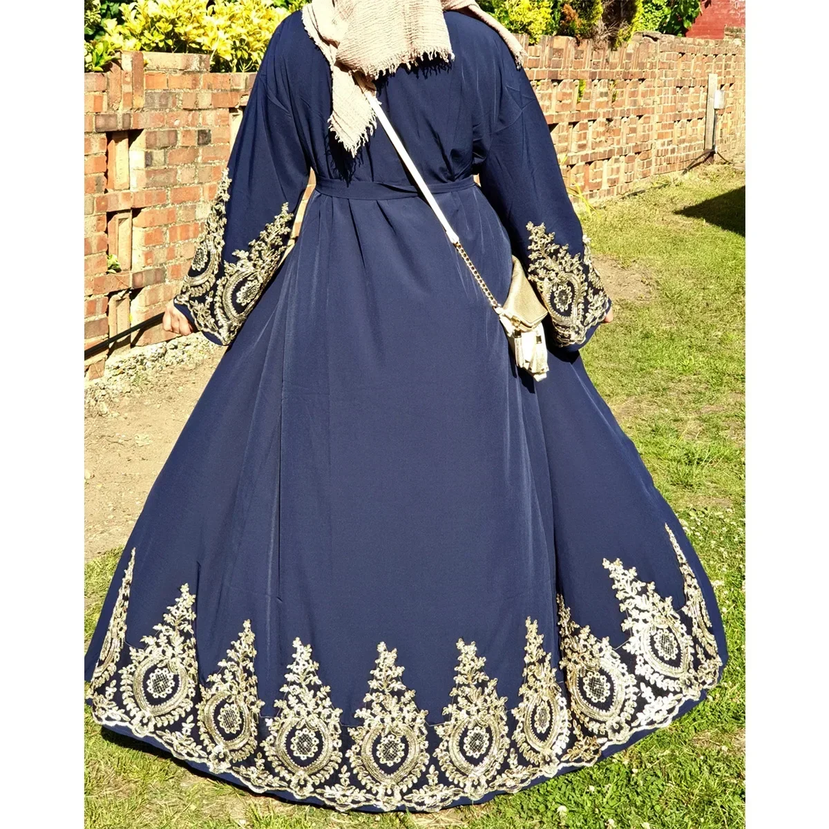 Moda Patchwork batas abiertas Casual Dubai Abaya vestido musulmán Abayas ajustadas para mujeres con cordones cárdigan de manga larga vestido largo