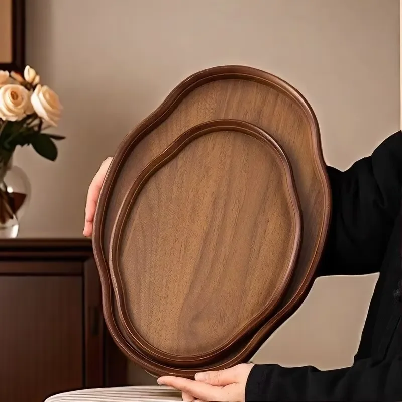 Black Walnut Bamboo Cloud Shaped Tea Tray Bread Tray Simple Delicate Color Glazed Fruit Tray