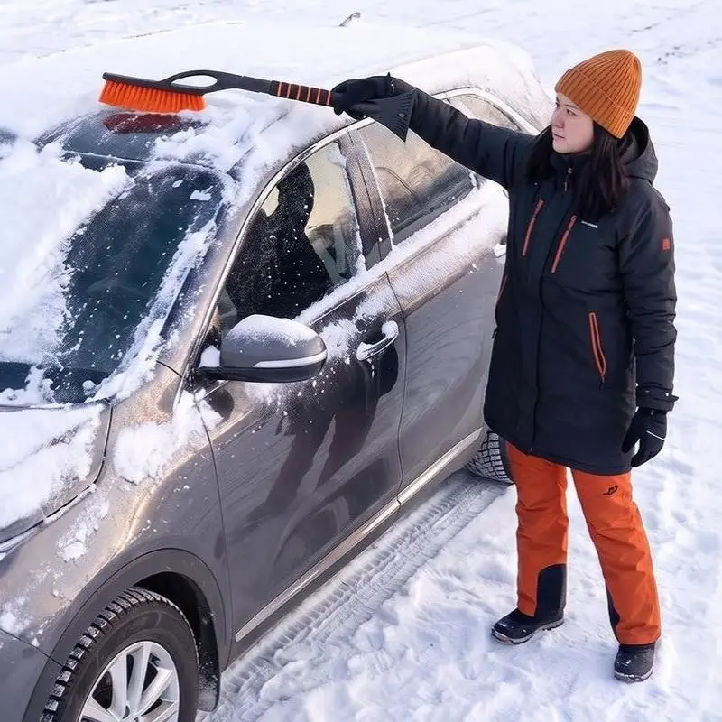 2-in-1-Autobürste und Eiskratzer, Autobürste, ergonomischer Schaumstoffgriff, Fenster-Eiskratzer, Schneereiniger für Auto und SUV. – Detail 6