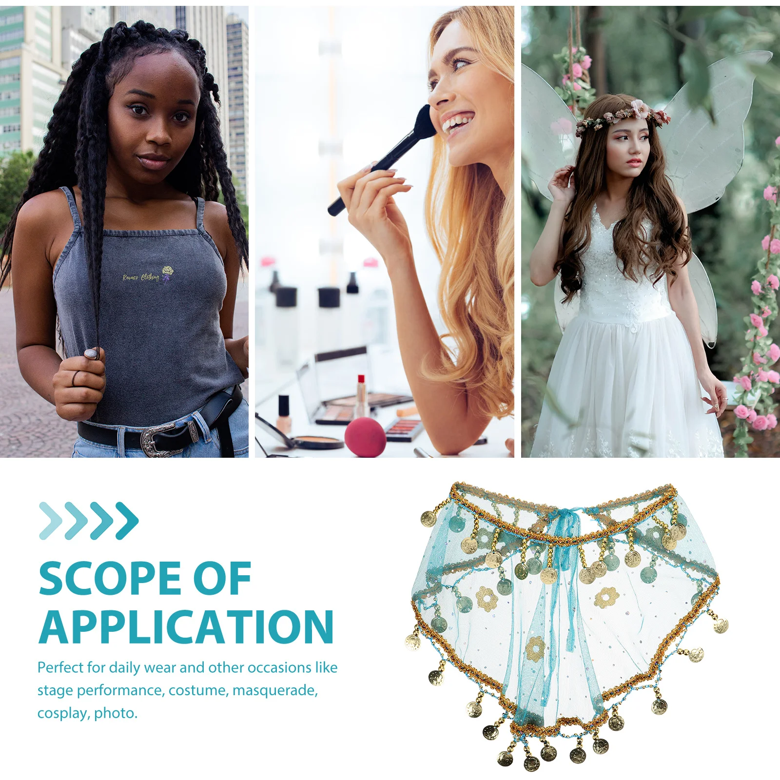 

Indian Dance Veil Exotic Face Chain for Women Lightweight Comfortable Tribal Costume Accessory for Stage Show Party Masquerade