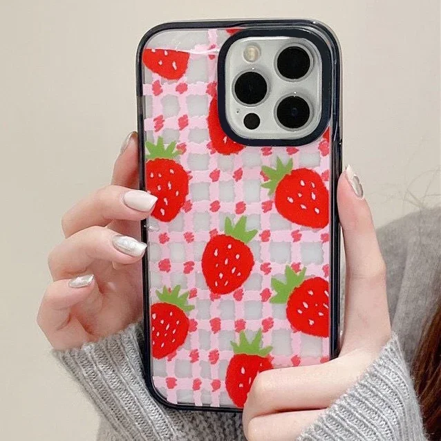 

Strawberry Acrylic Phone Case Cover for IPhone 11 12 13 14 15 Pro Max Case