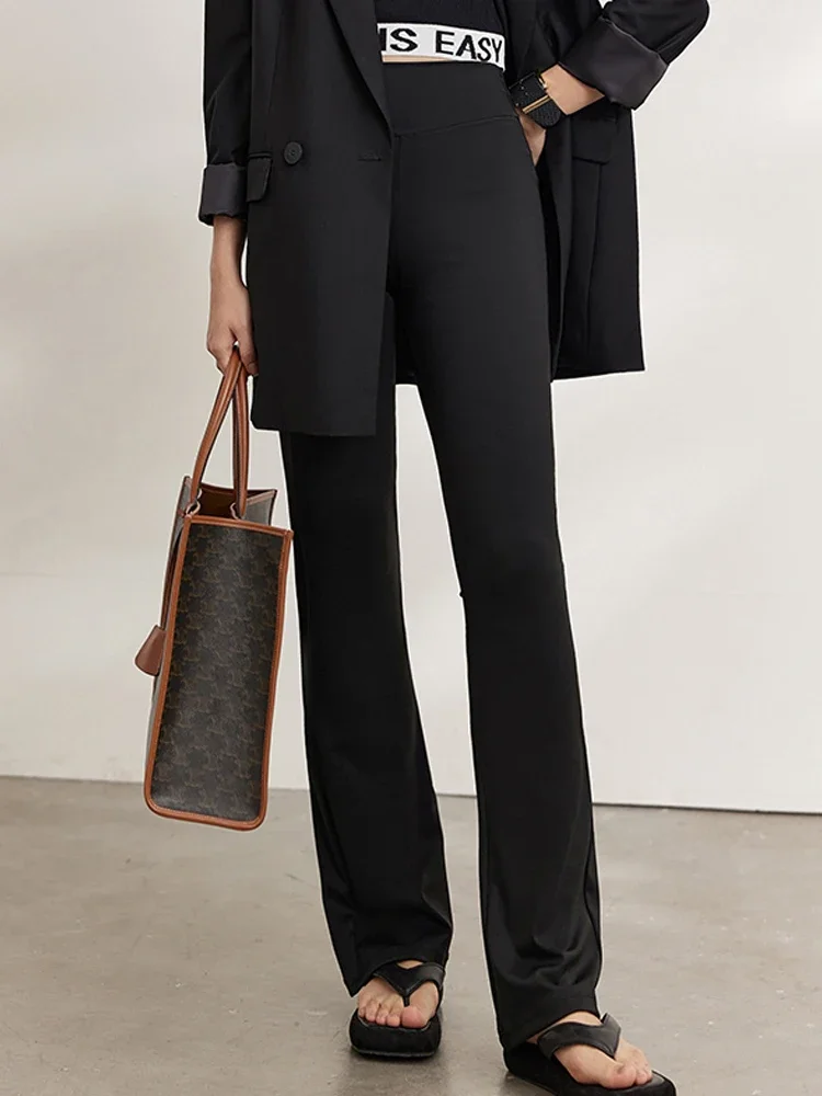 

Женские брюки в стиле минимализм AMII, осень 2022, новые черные облегающие брюки с подтяжкой талии и бедер, повседневные однотонные женские брюки 12341201