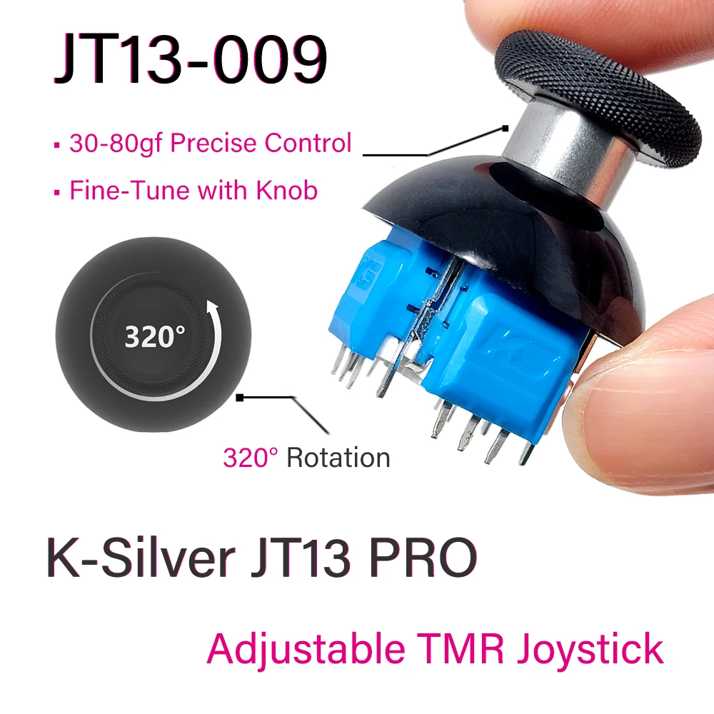 K-Silver JT13 Pro JT13-009 Tension Adjustable TMR Joystick Anti-Drift for PS4,PS5,Switch Pro,Xbox Controller Replacement Part
