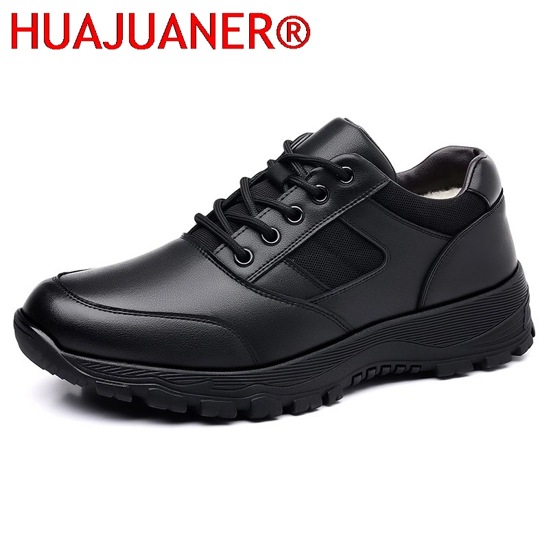 

New Platform Cow Leather Casual Sneakers for Men Designer Autumn Winter Cotton Black Outdoor Men's Sports Shoes Zapatos Hombre