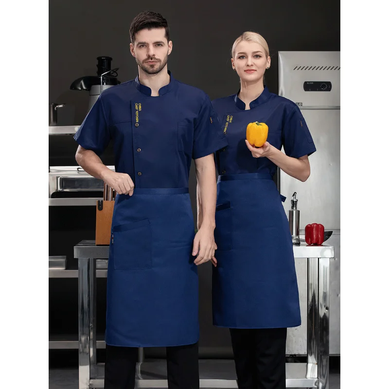 Hochwertige Koch-Overalls für Herren, kurzärmelig, für Hotel, Esszimmer, Küche, Koch, Arbeitskleidung, Backen, Kochen, Kochkleidung, Sommer