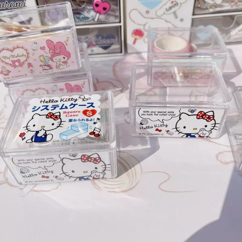

Sanrio Storage Box Kawaii Anime Hello Kitty My Melody Cartoon Cute Transparent Desktop Accessories Dressing Table Gift for Girl