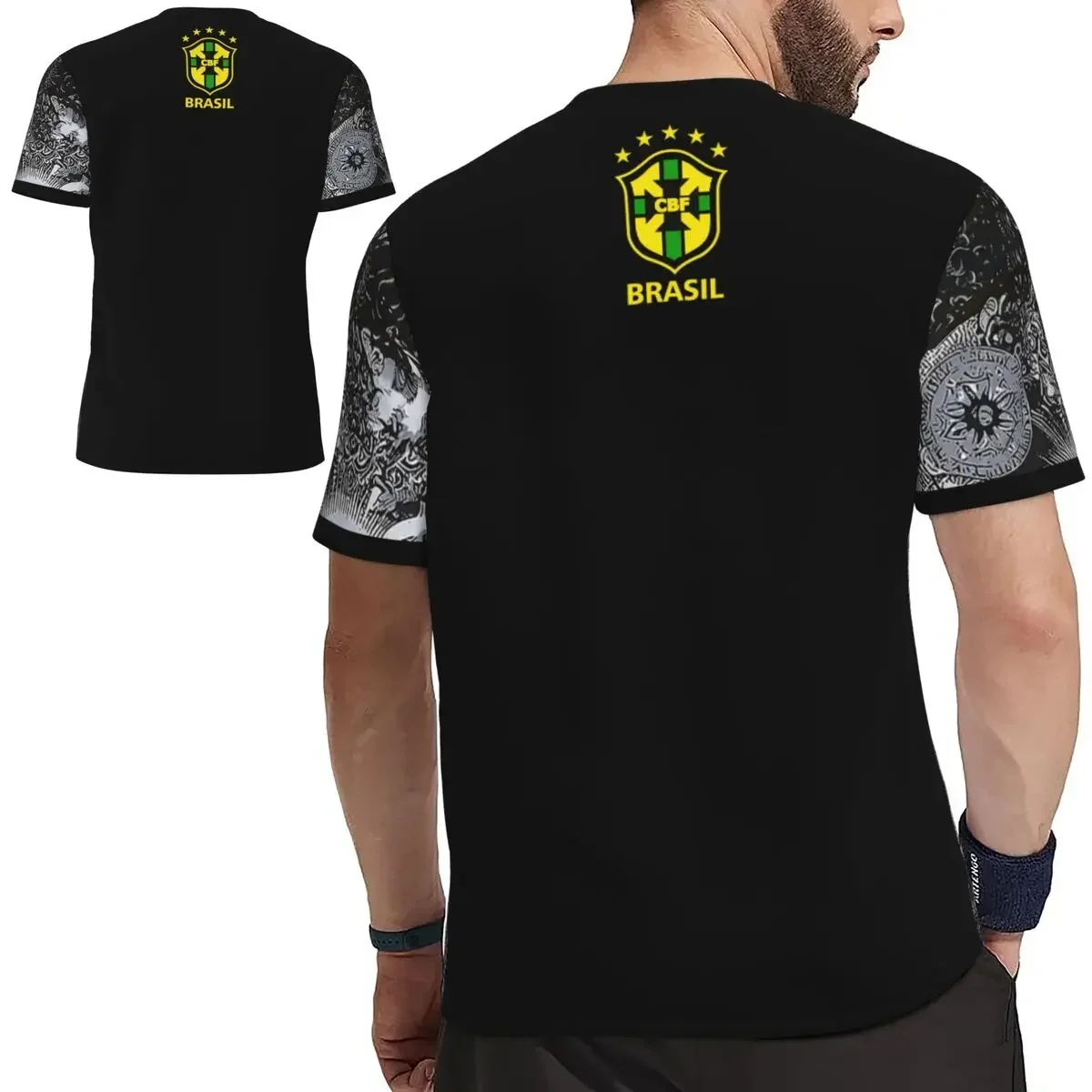 Hot New Breathable Football Training Shirt Special Edition Brazilian Jesus Redeemer, O-collar Quick Dry Sports Short Sleeve