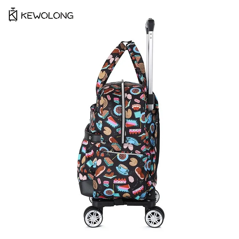 折りたたみ式トロリーバックパック オックスフォードモード トラベルバッグ 軽量機内持ち込み荷物 360度回転 °   ホイールと隠しストラップ