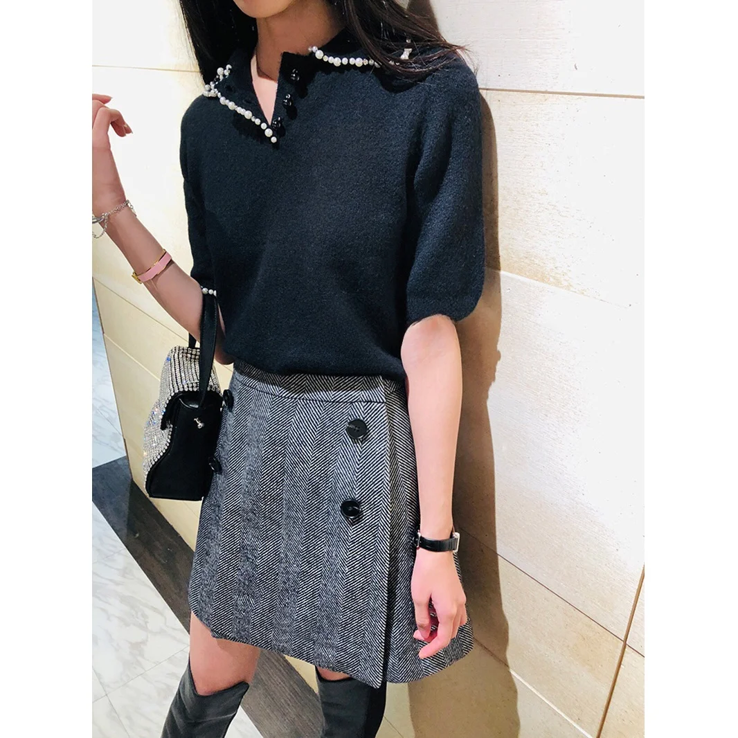 

Ele Woolen Skirt in A ey Faionable And High Waist A-Line Silhouette for Urban Commuting Autumn Winter Season