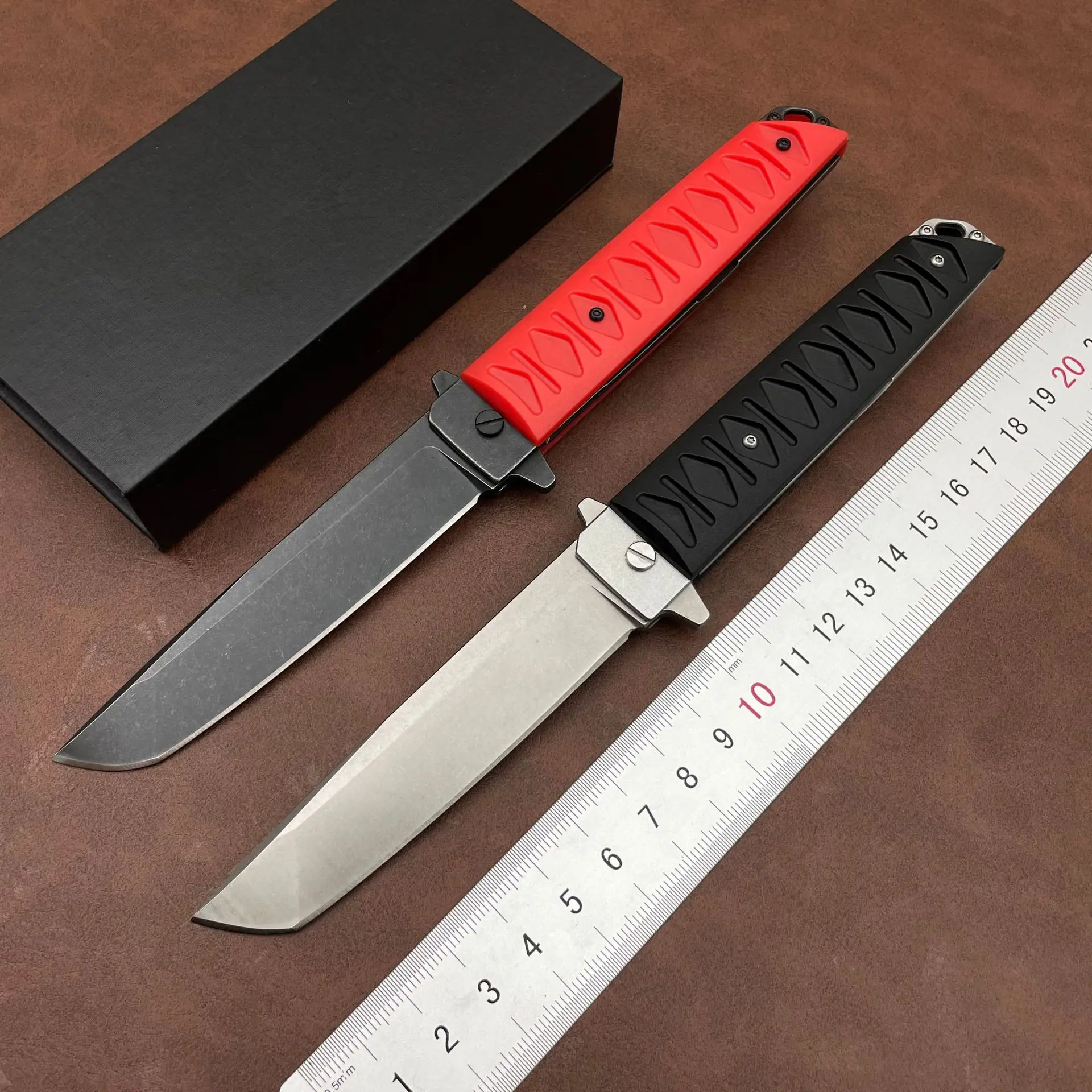 

2Models High-Hardness Folding Knife 3.86" D2 Satin Plain Blade, Nylon Fiber Handles