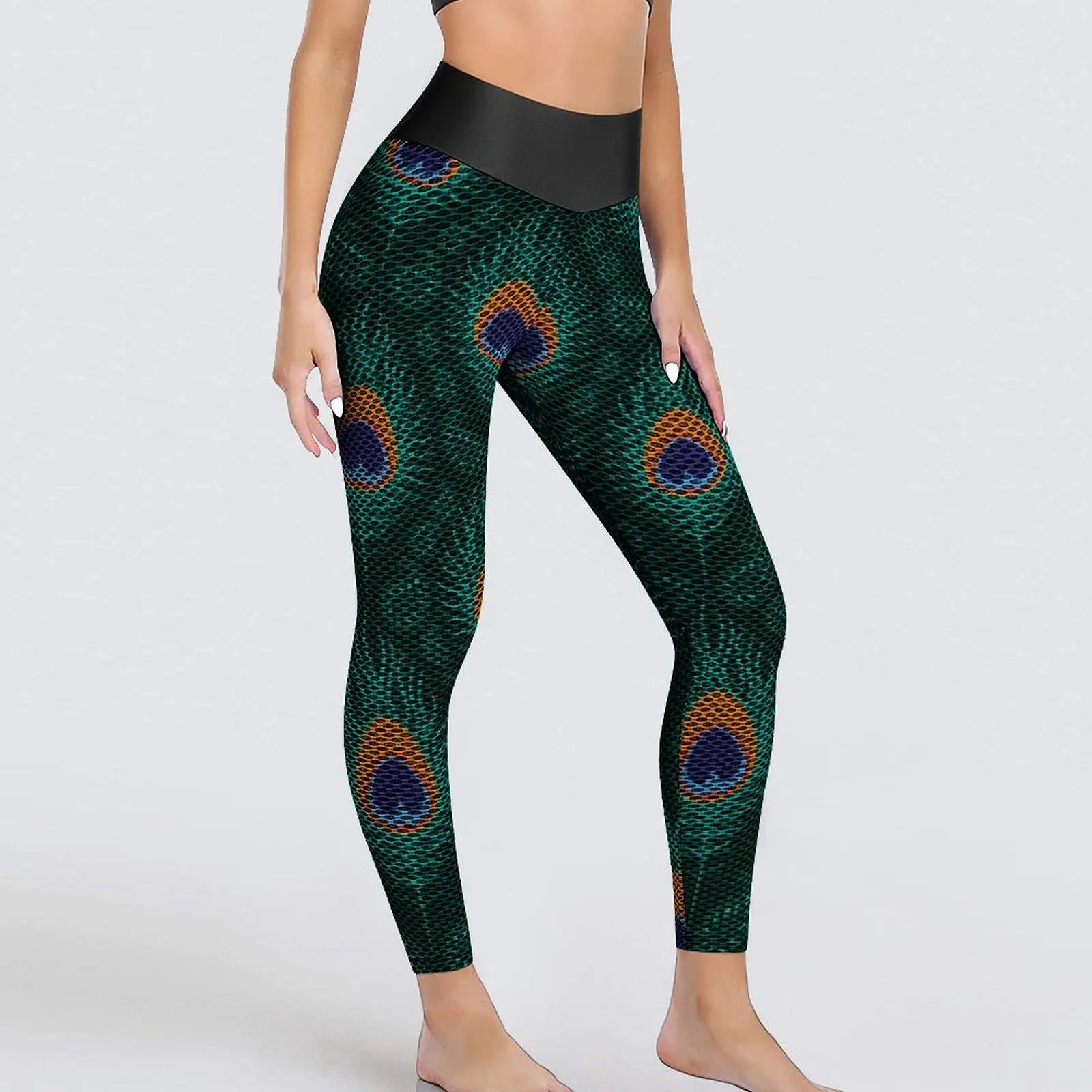 Fancy Peacock Feathers Leggings Sexy Animal Designs Work Out Yoga Pants High Waist Seamless Sports Tights Elegant Design Leggins