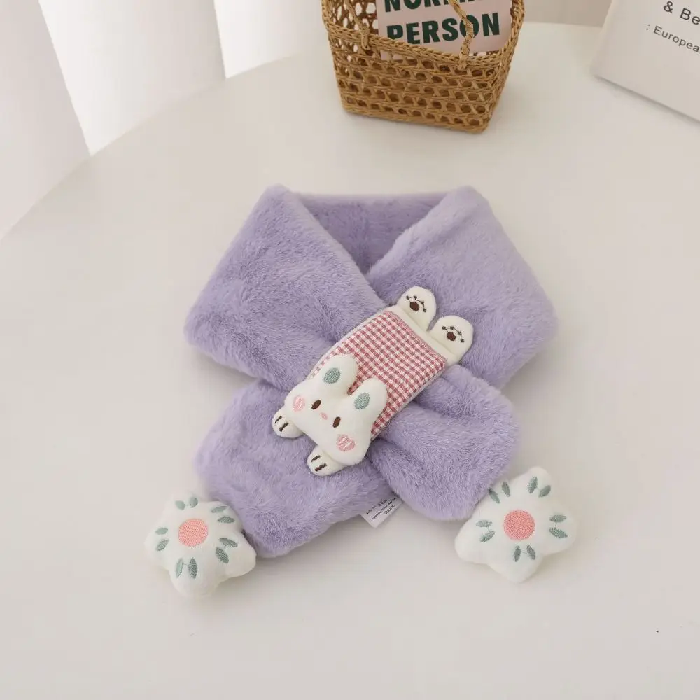 Fashion Cartoon Rabbit Children Winter Scarf Thick Warm Cross Neck Scarf Neckerchiefs Windproof Shawl Scarves