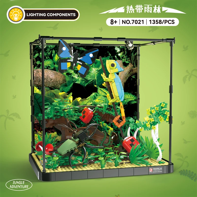 IN STOCK New 1358pcs MOC Creativity Rainforest Insect Building Blocks Chameleon Bricks Model Toys for Boys Birthday Gift Set