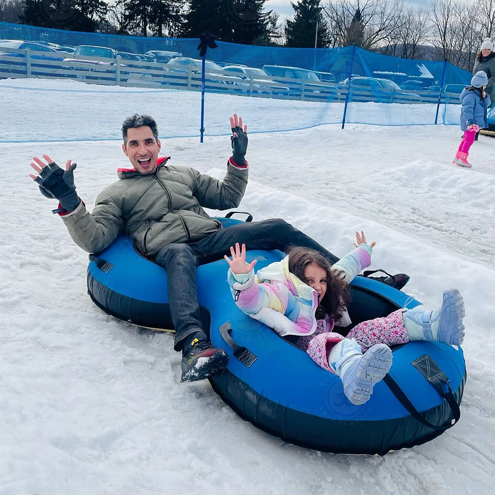 Inflatable Snow Tube, Thickened Sled for Skiing, Winter Games, Portable Snow Tubing, 120cm Diameter