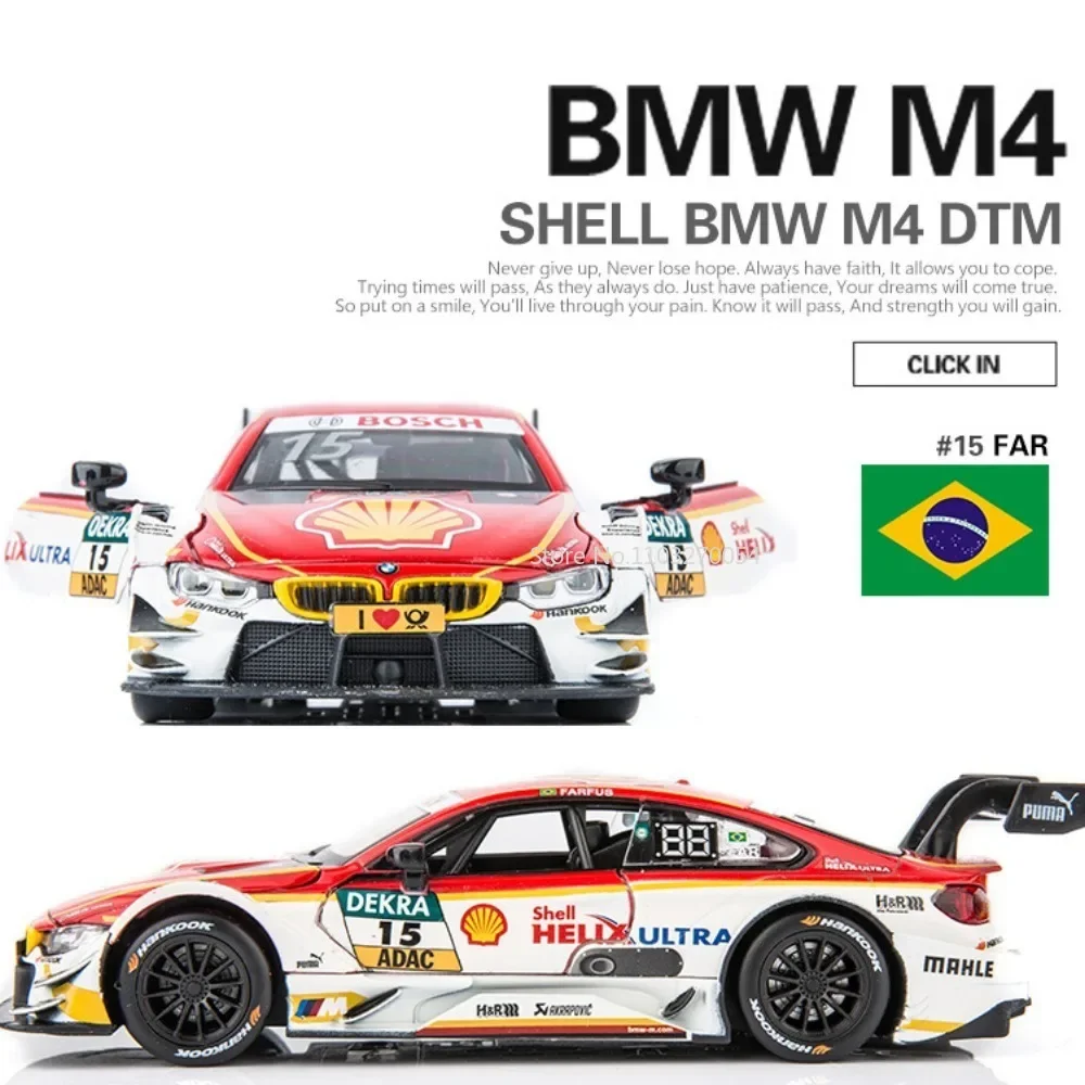 Maßstab 1:32 BMW M4 Auto-Spielzeugmodell, Druckguss-Legierung, Rennwagen, 3 Türen geöffnet, Ton, Licht, Rückziehfahrzeug, Sammlerstück für Jungen, Geschenke