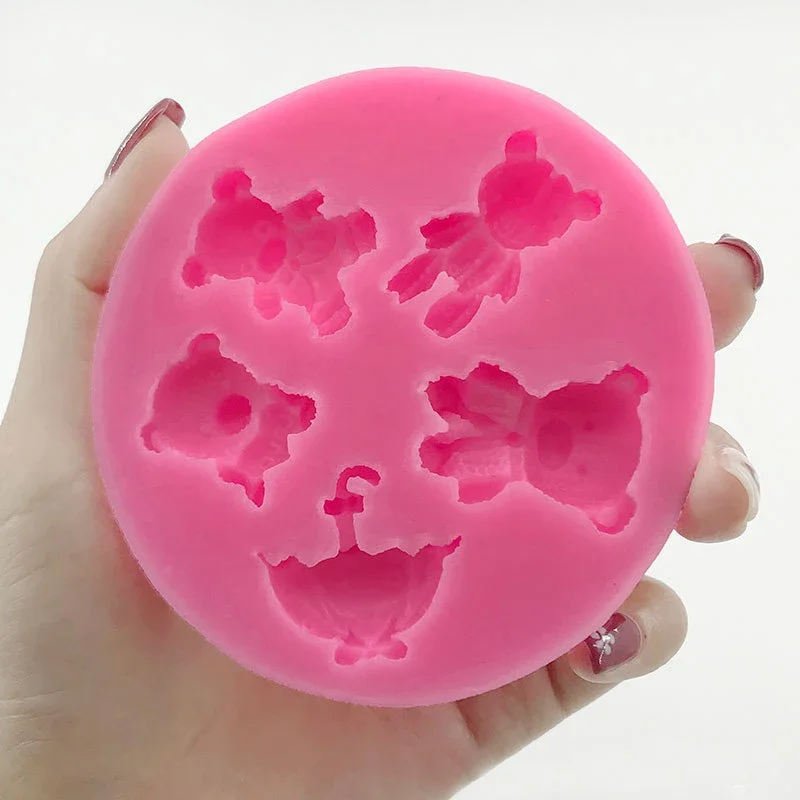 Cute Baby Bears Silicone Molds Polymer Clay Candy Chocolate Gumpaste Mold DIY Party Cupcake Topper Fondant Cake Decorating Tools