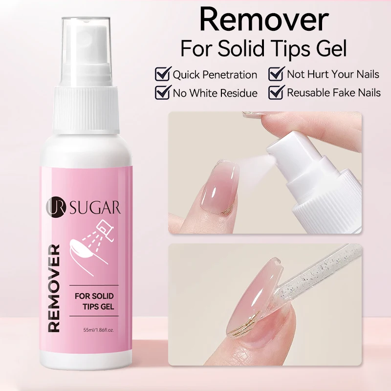 

UR SUGAR 55ml Remover For Solid Tips Gel Reusable Press On Nails Removal Liquid Easy Soften Manicure False Nail Tips Tool